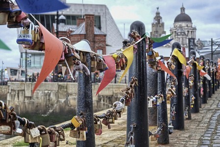 Lines of rusting padlocks signifying eternal committment.